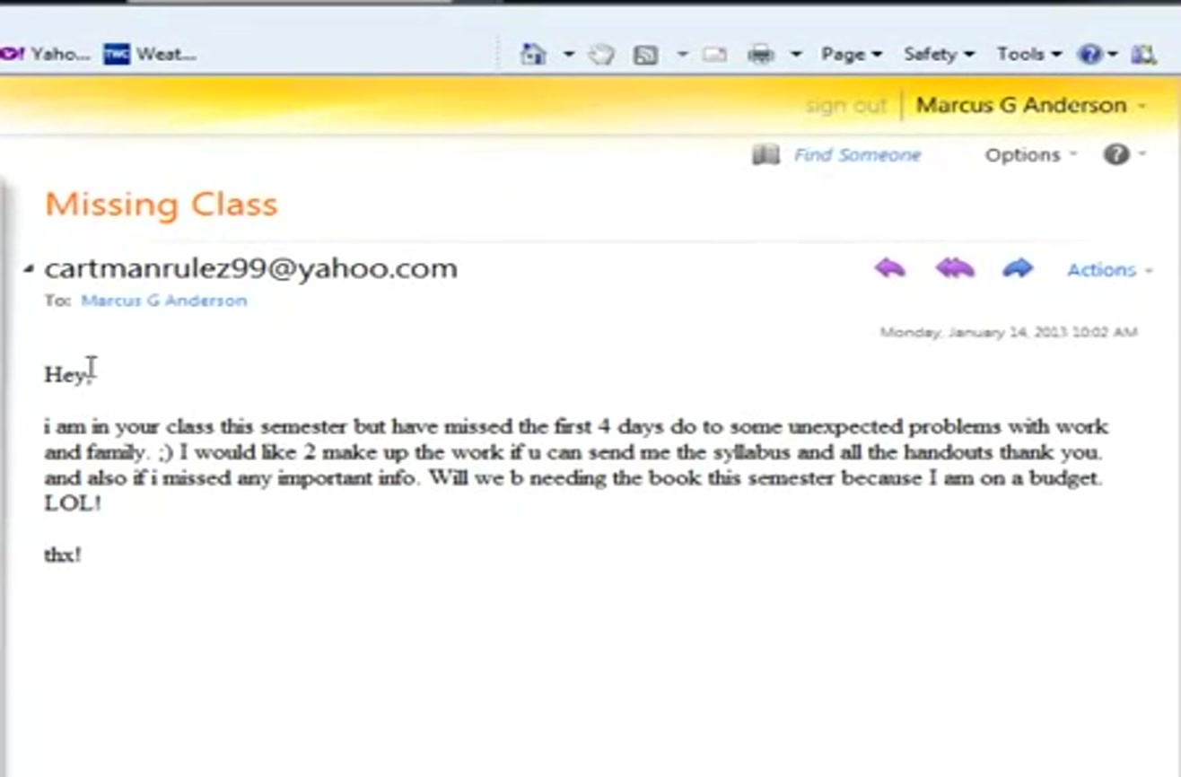 How to not email your college professor.