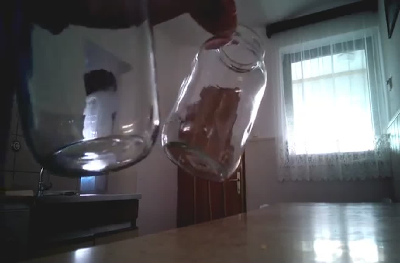 Very satisfying sound you can produce with two big glass bottles.