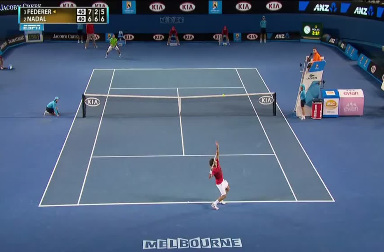 Incredible ball boy catch.