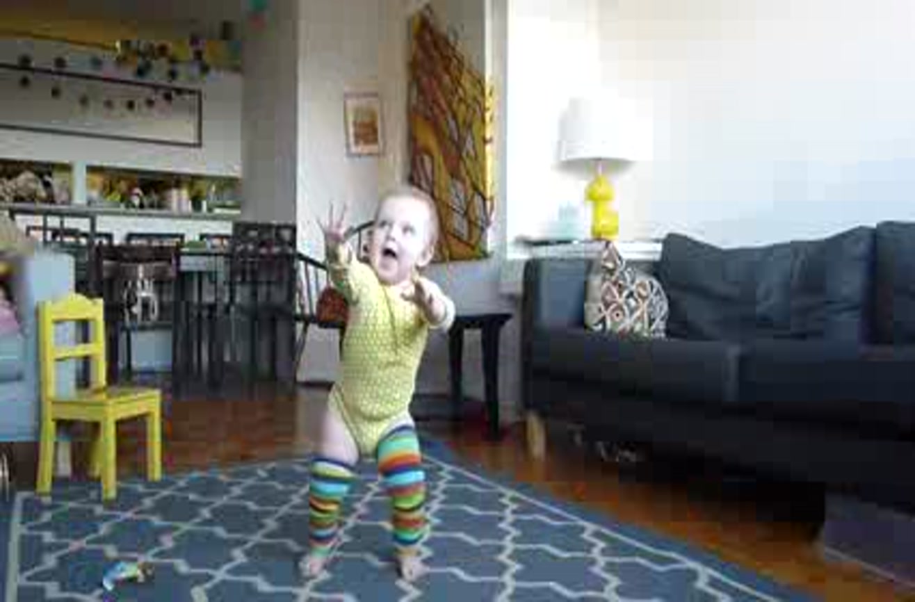 Timelapse of baby learning to walk.