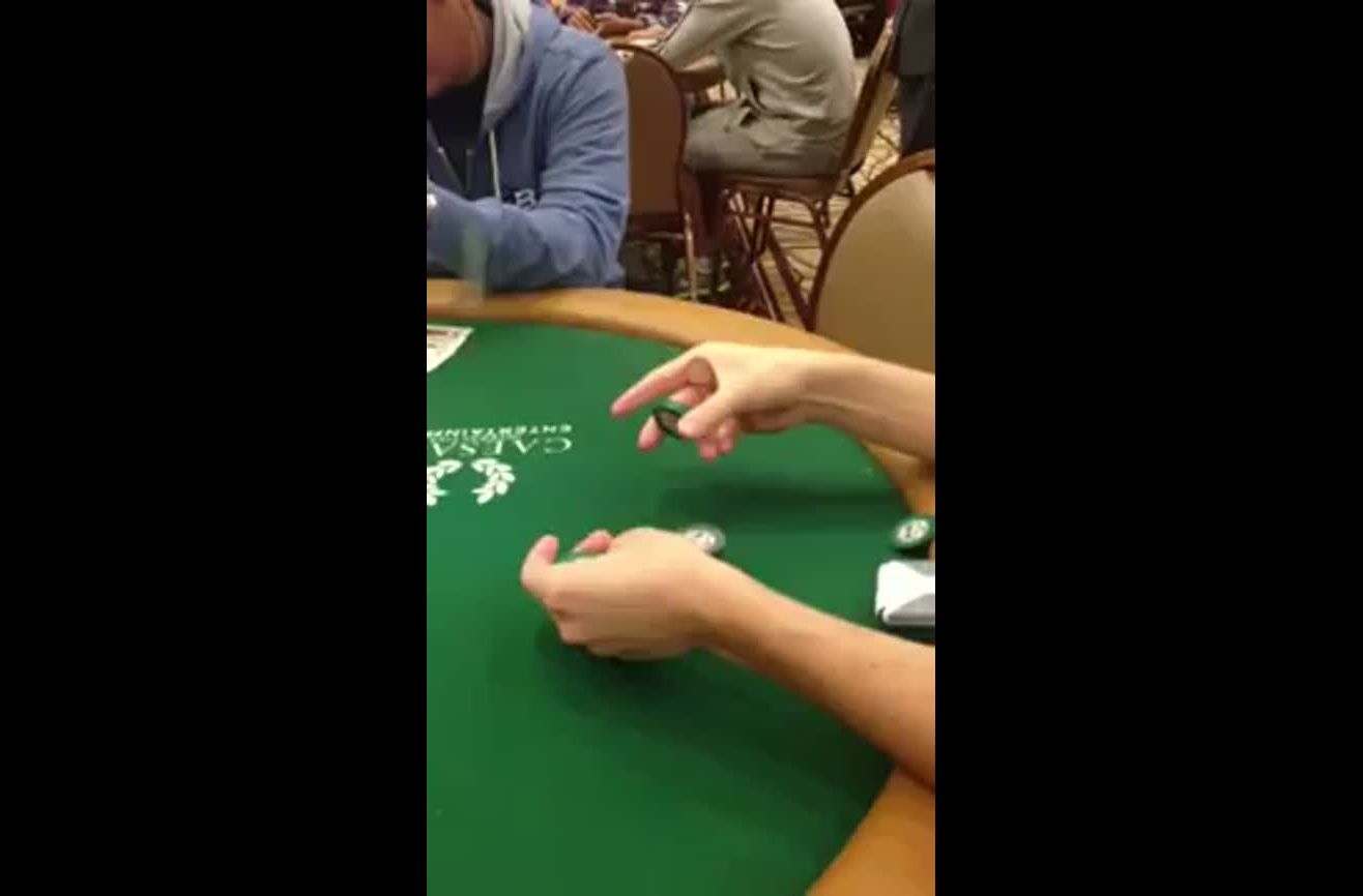 A cool poker chip trick seen at the World Series of Poker.