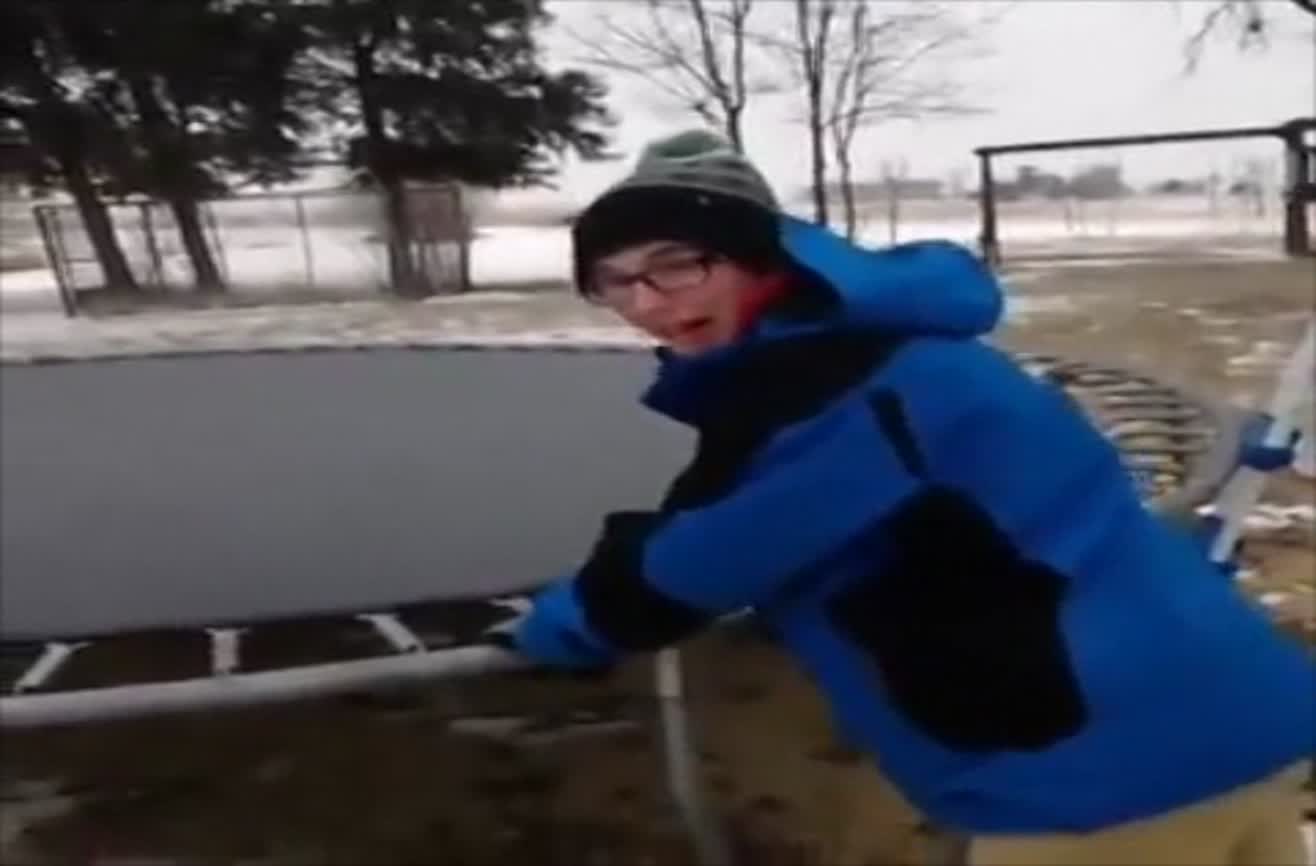 Frozen trampoline.