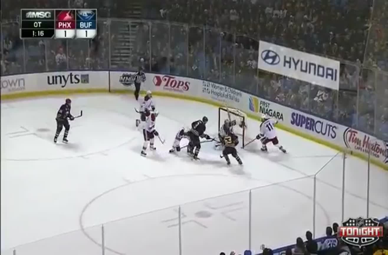 One of the strangest hockey goals ever.