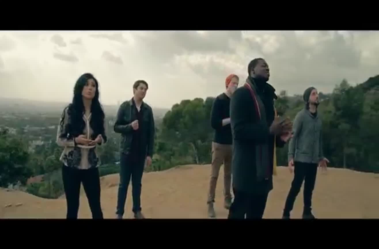 Acapella group sings the Christmas classic "Little Drummer Boy".