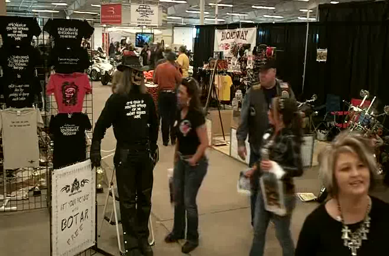 A skeleton prank at a bike show.