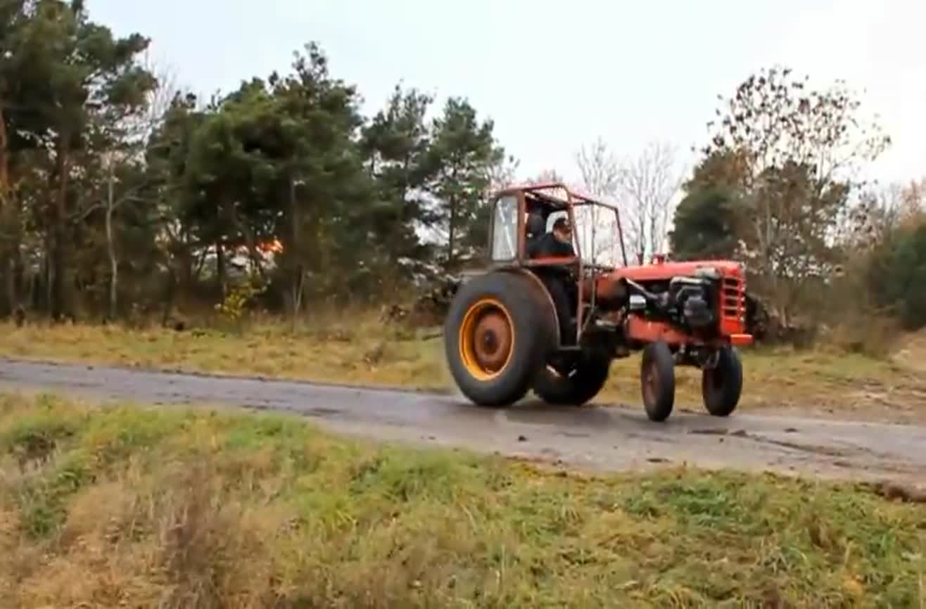 Swedish farmer puts a turbo engine into his tractor...