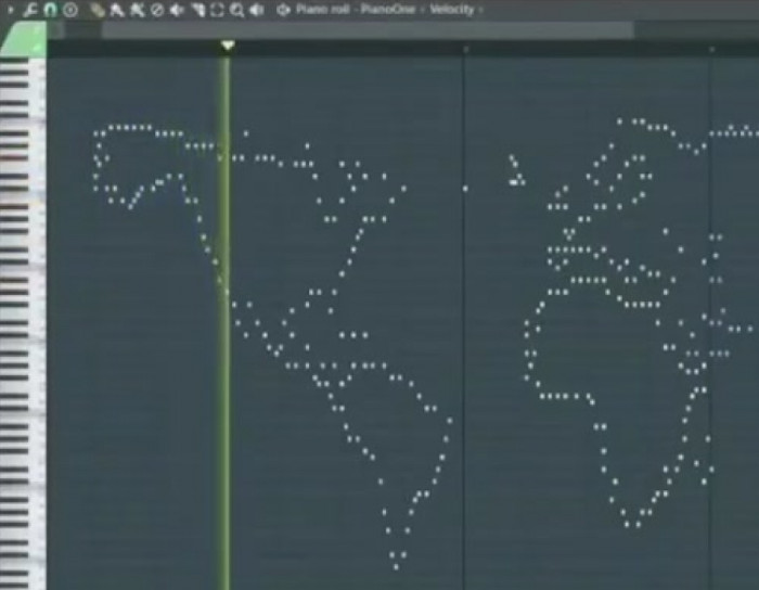 What the world map sounds like on a piano.