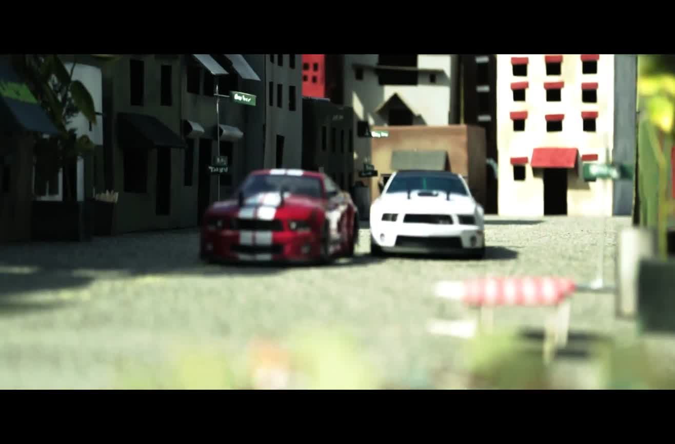 A miniature car chase.