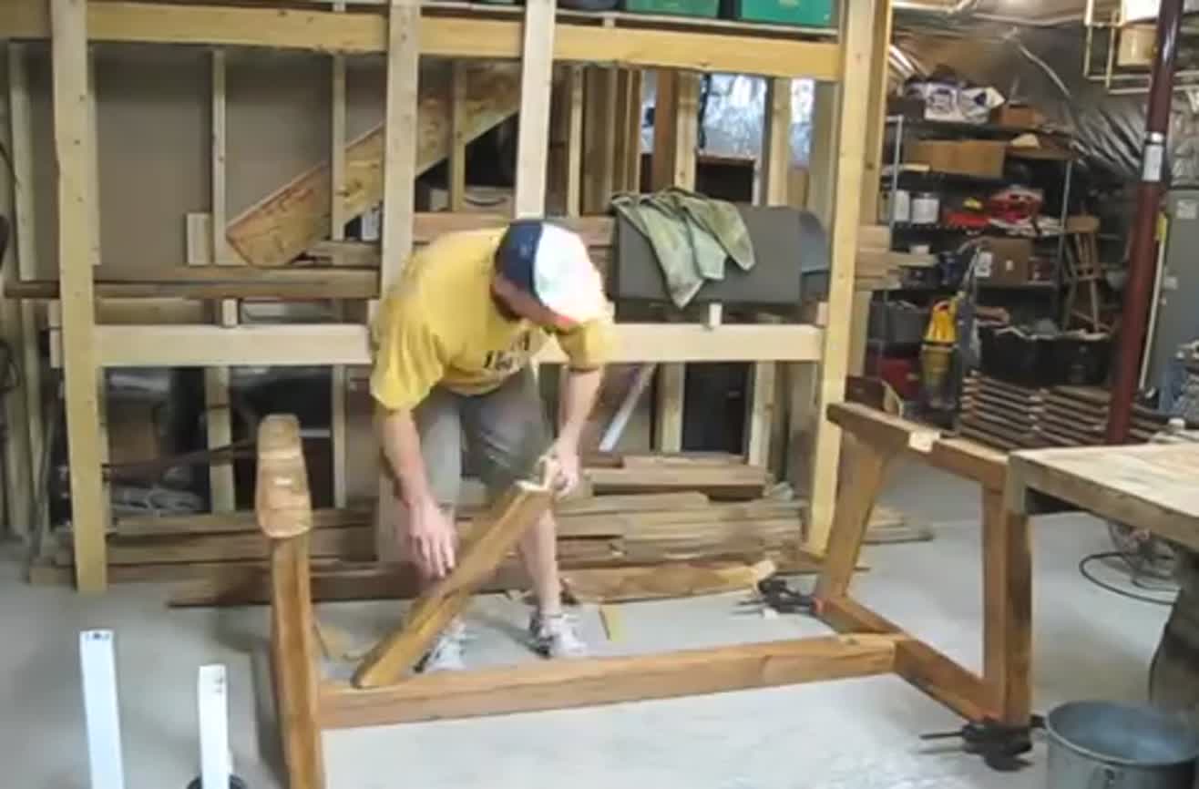 Man makes dining room table for his wife using only hand tools.