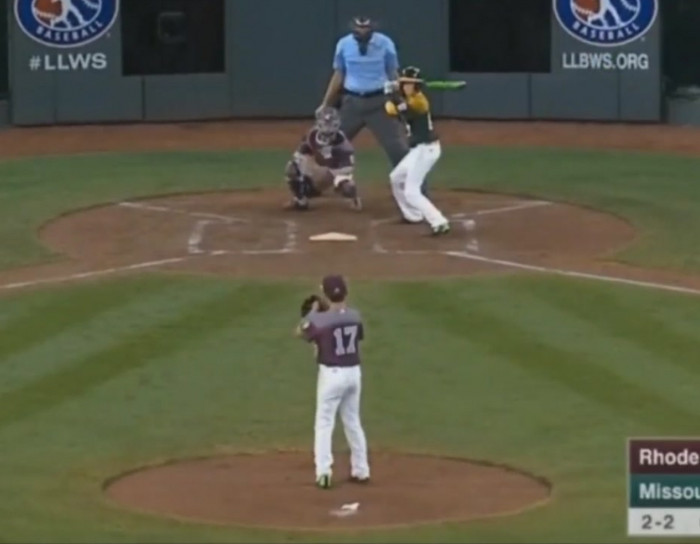 Baseball trick play by catcher.