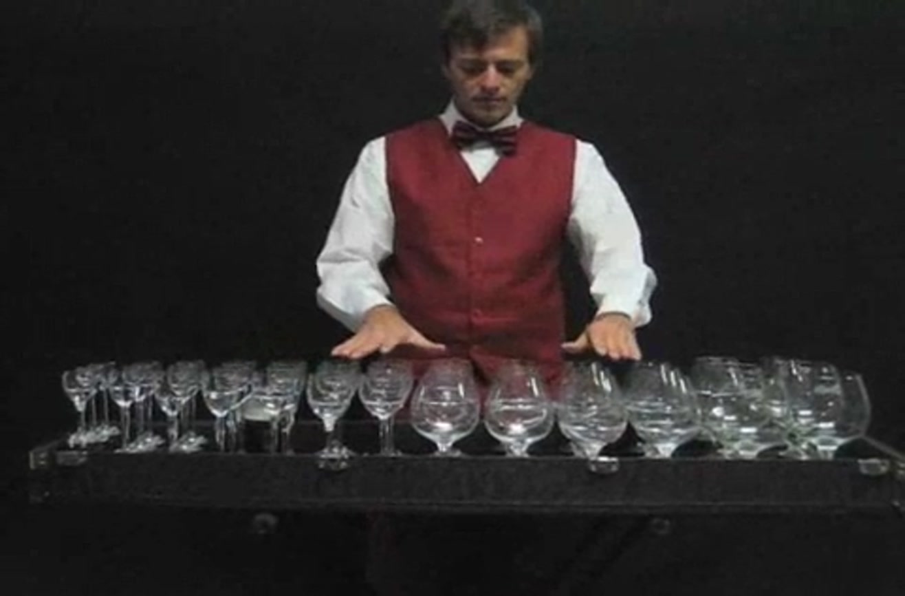 Impressive glass music Tchaikovsky's "Dance of the Sugar Plum".