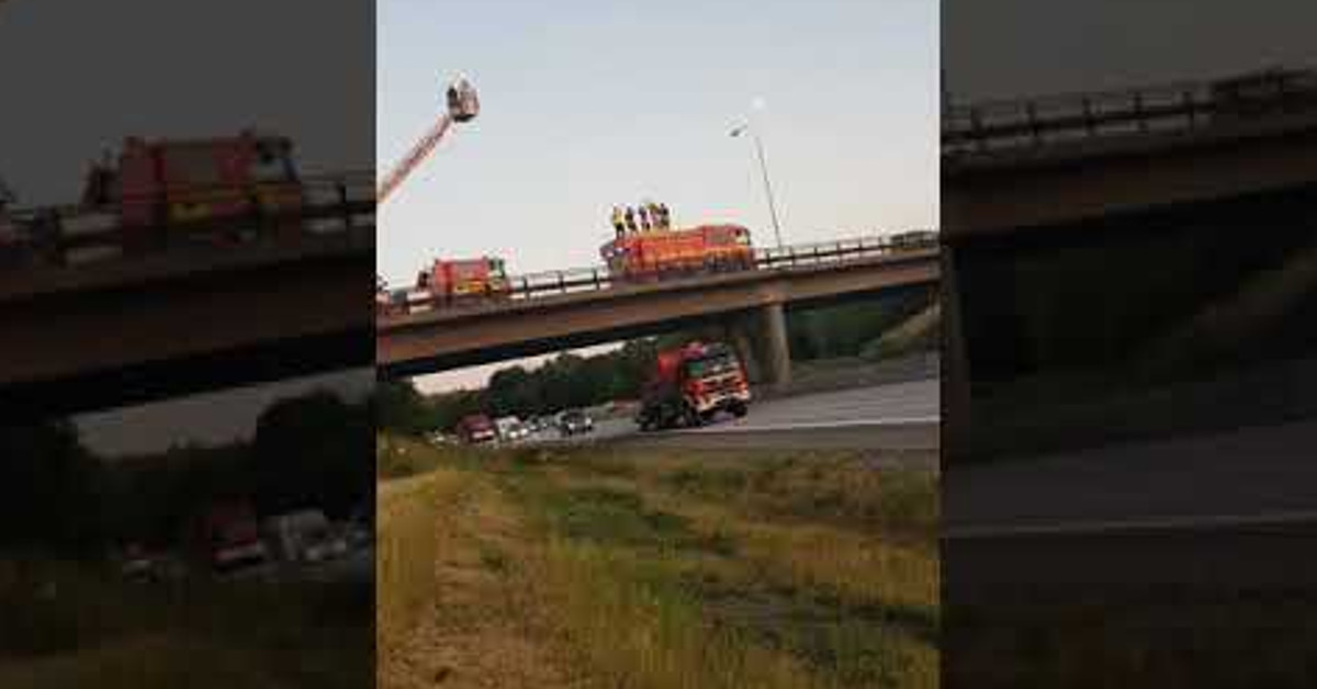 Polish firefighters being greeted by Swedish firefighters as they come ...