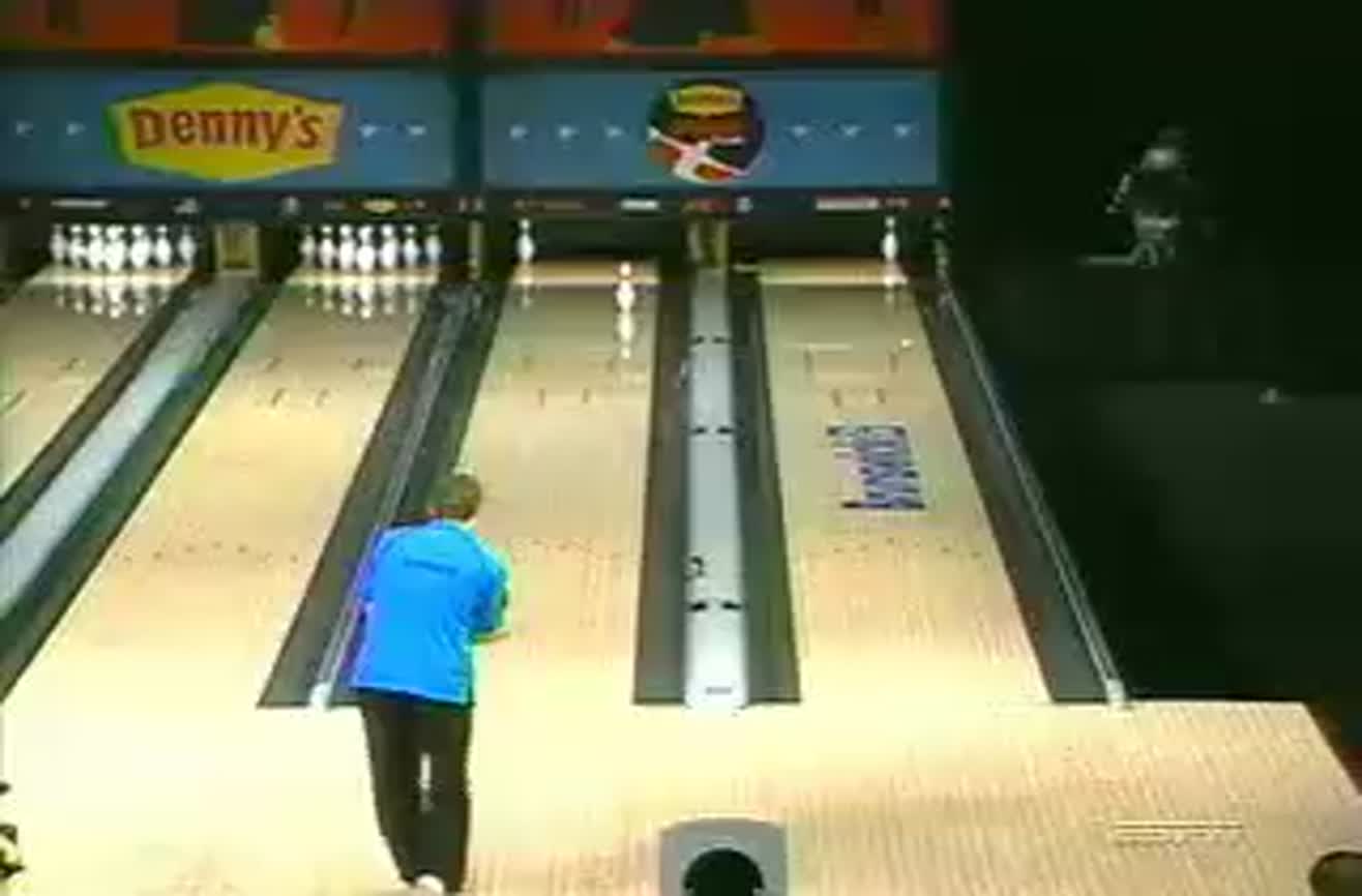 Flying eagle bowling shot.