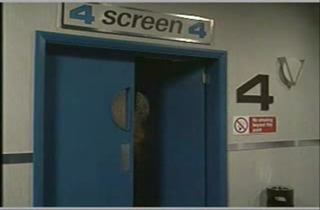 Mr. Bean goes to a scary movie.
