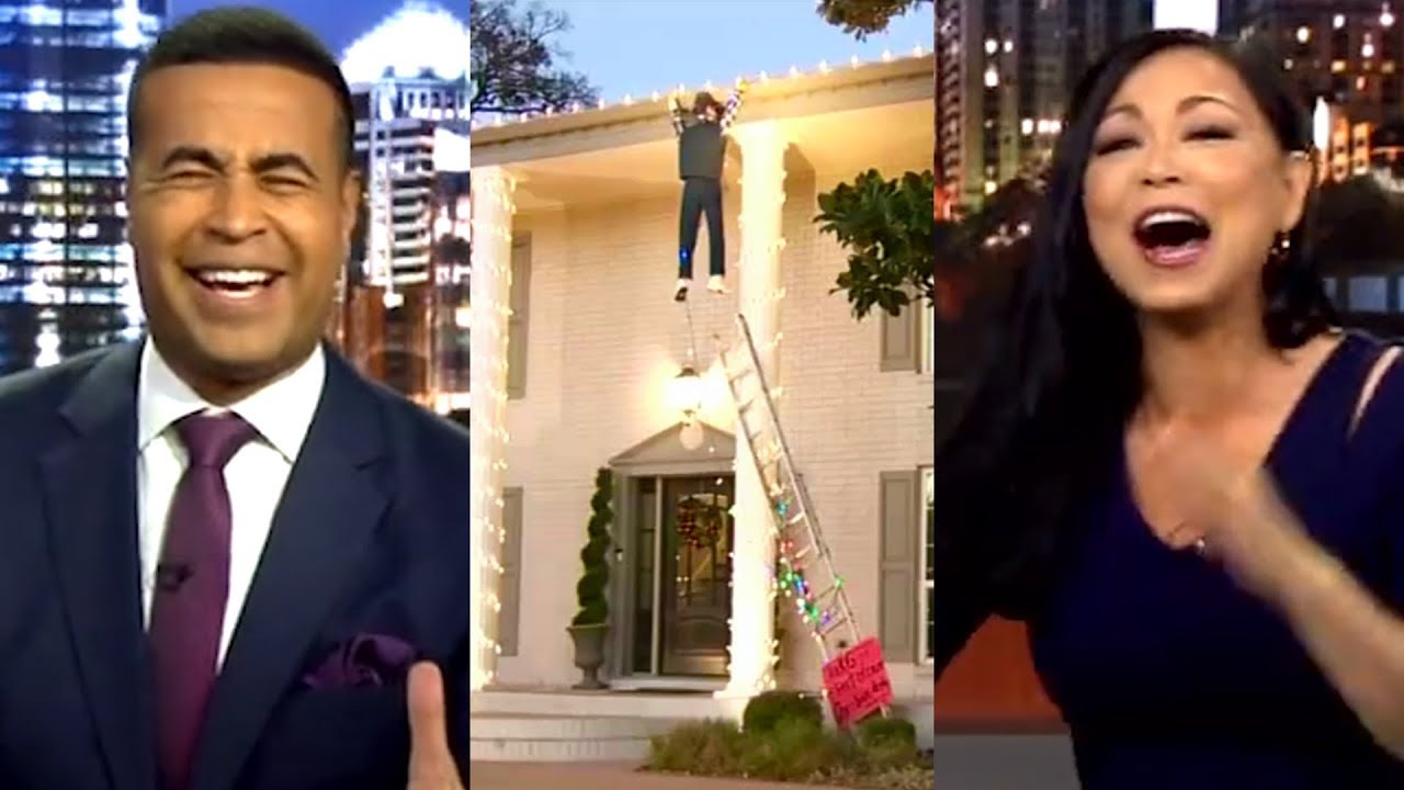 News anchors can't stop laughing at Christmas decoration gone wrong