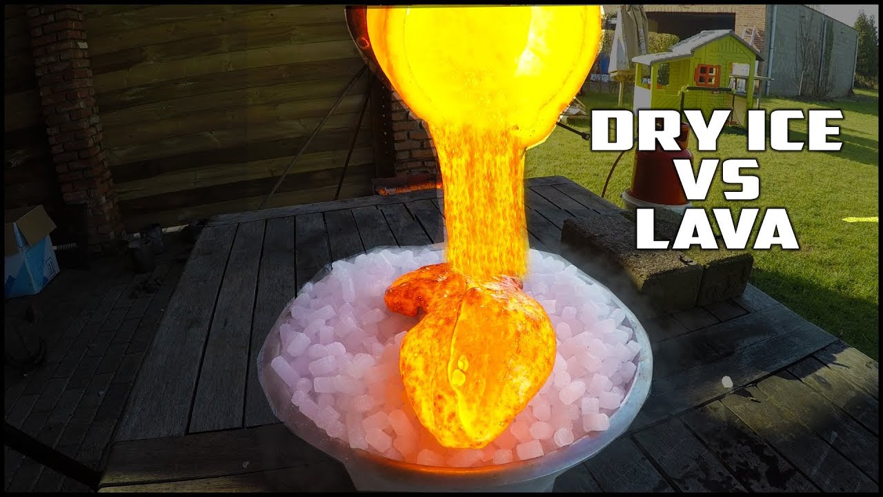What happens when hot lava is poured on dry ice
