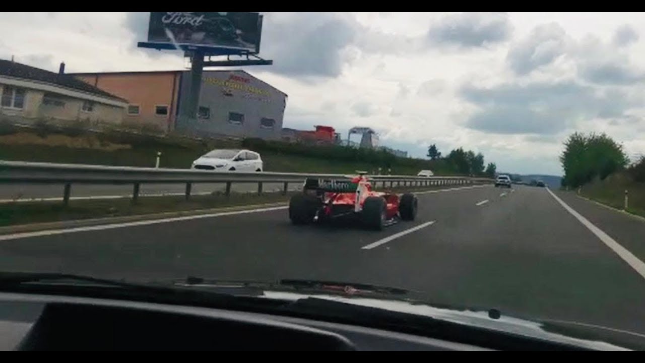 Professional race car on the highway