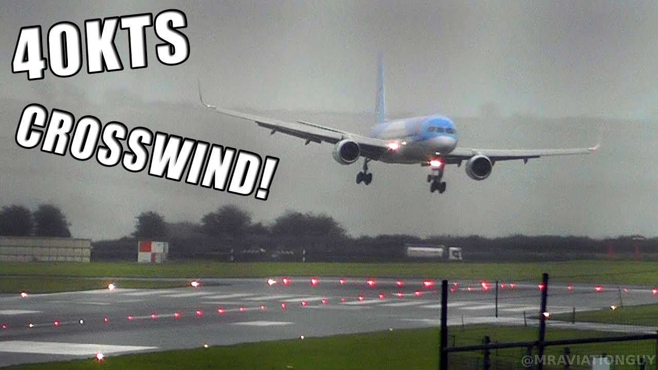 Plane lands sideways during storm.