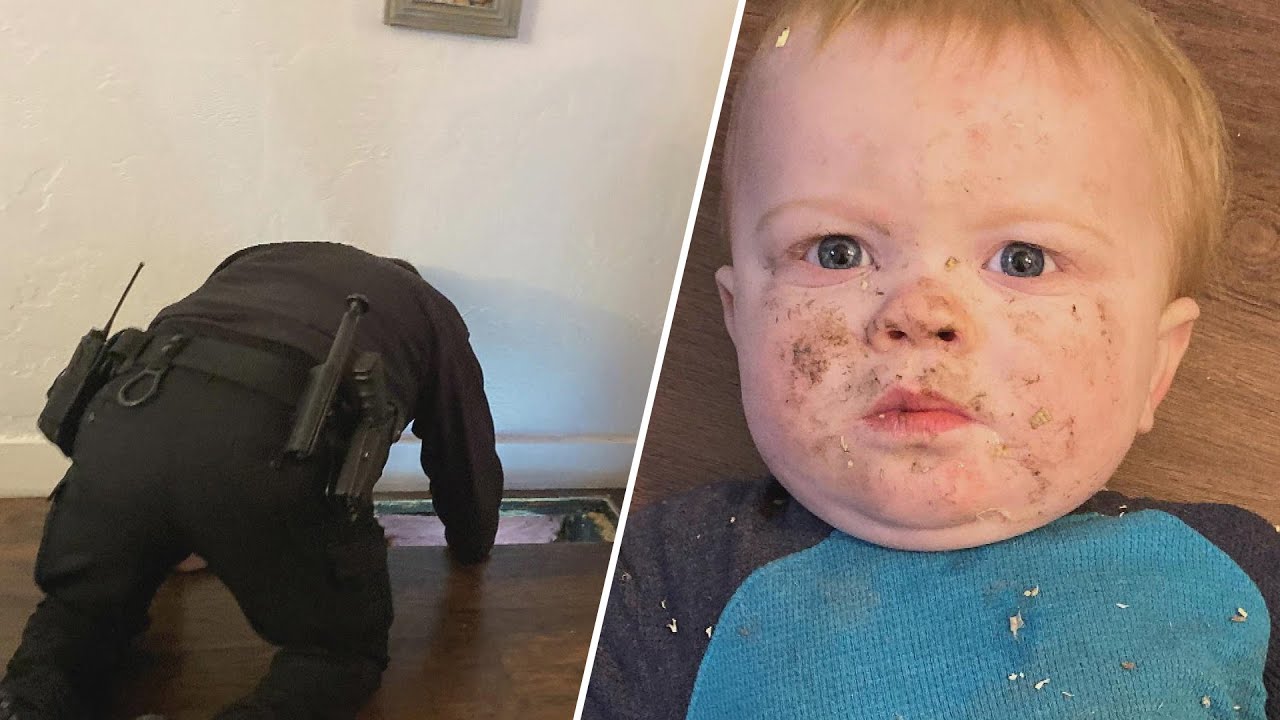Cops rescue baby who fell 8 feet down a vent