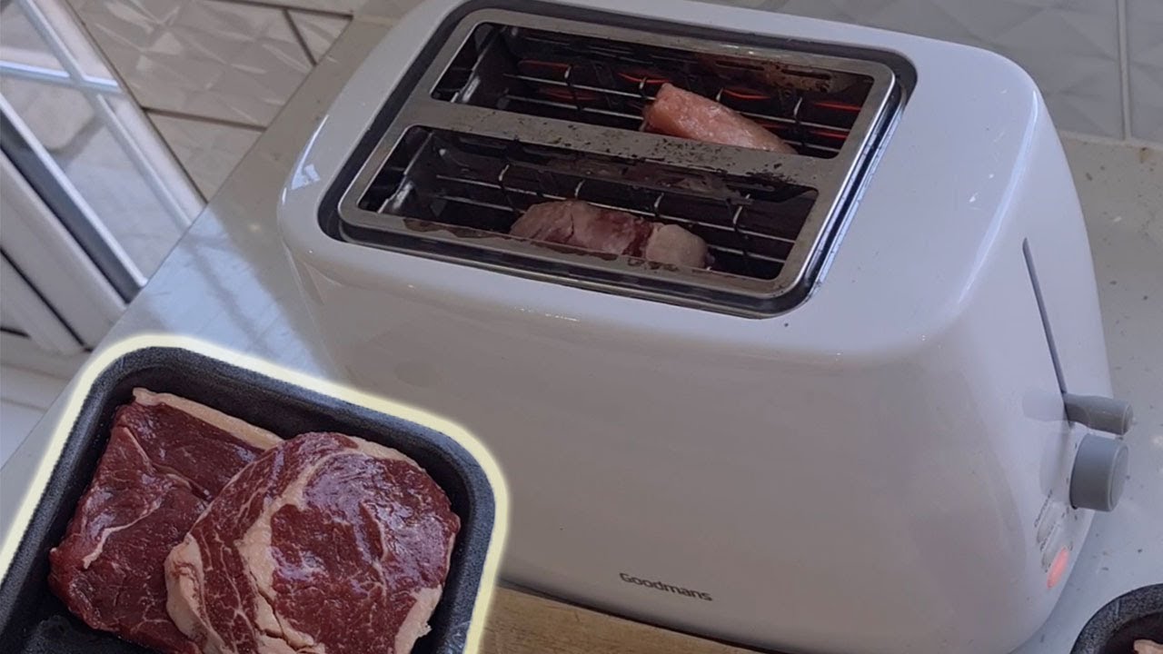 Chef demonstrates how to cook steak in a toaster