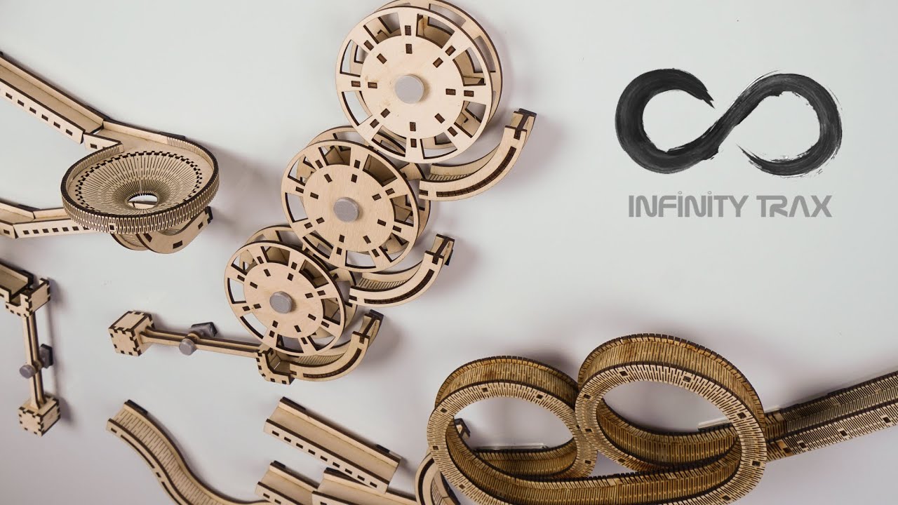 wooden marble run mounted to wall