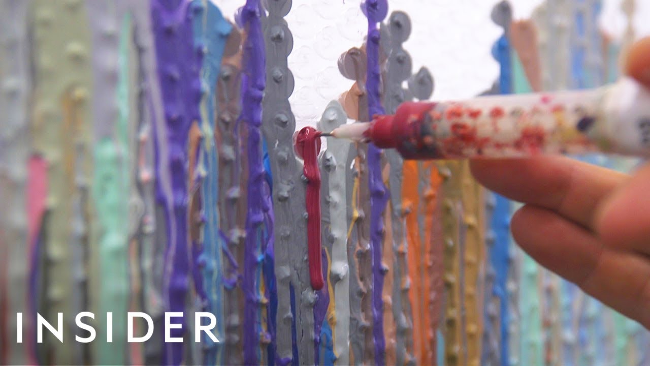 Artist transforms bubble wrap into two paintings at once