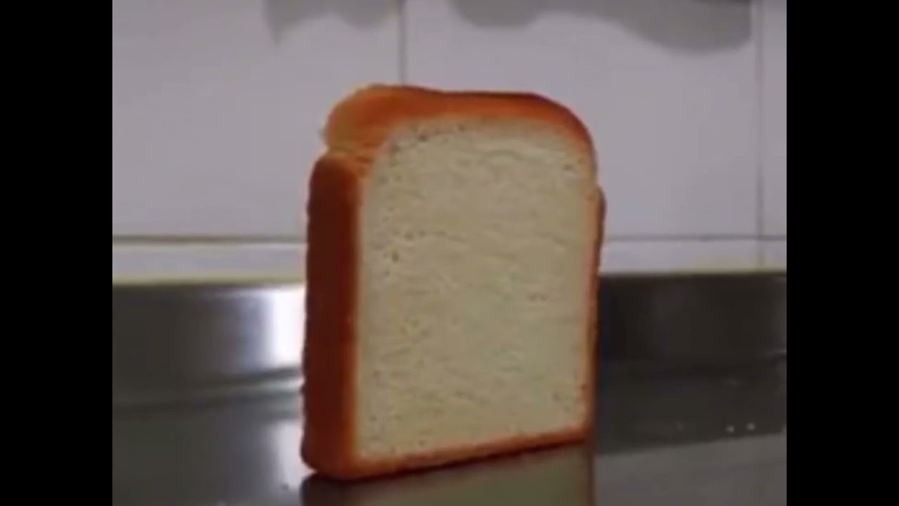 A slice of bread dramatically falls over.