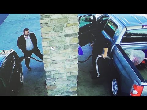 Suspected gas pump scam caught on camera.