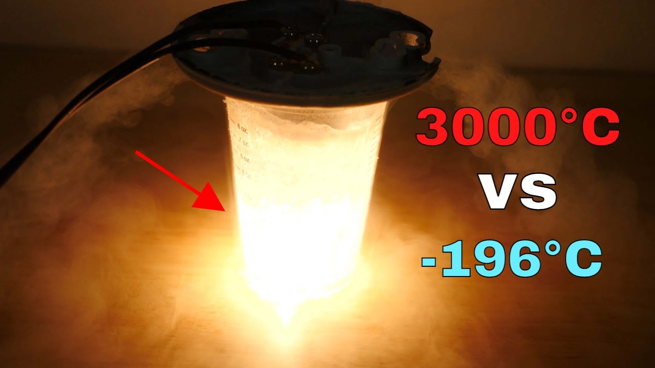 Dropping light bulb into liquid nitrogen.
