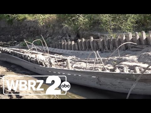 Drought unveils 19th-century sunken ship.
