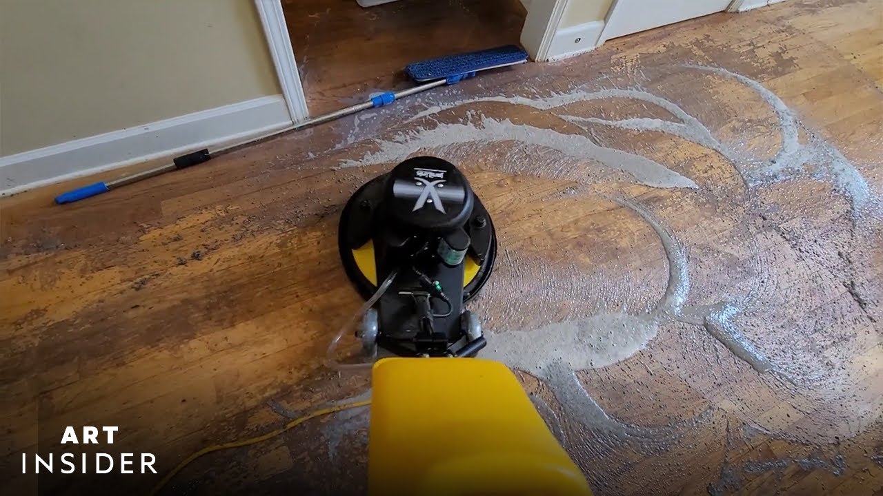 Wax buildup removed from wood floors.