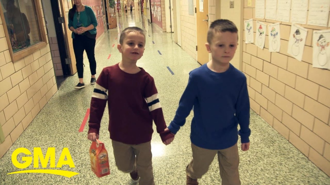 Brothers' heartwarming routine inspires whole school.