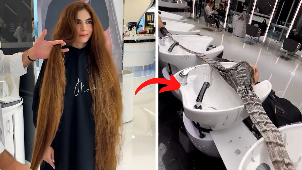 Extremely long hair transformation.