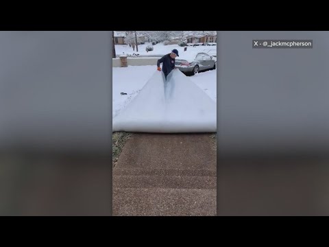 Man goes viral for his snow management strategy.